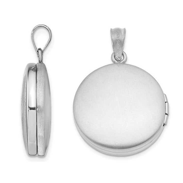 Sterling Silver Grooved Pawprint Round Locket Pendant Necklace with Chain Image 2