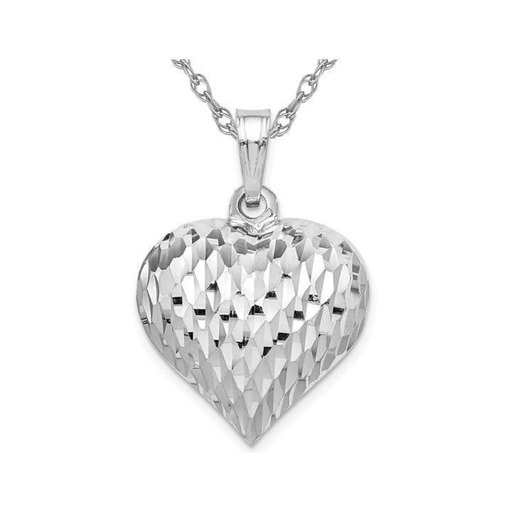 Sterling Silver Heart Diamond-Cut Pendant Necklace with Chain Image 1