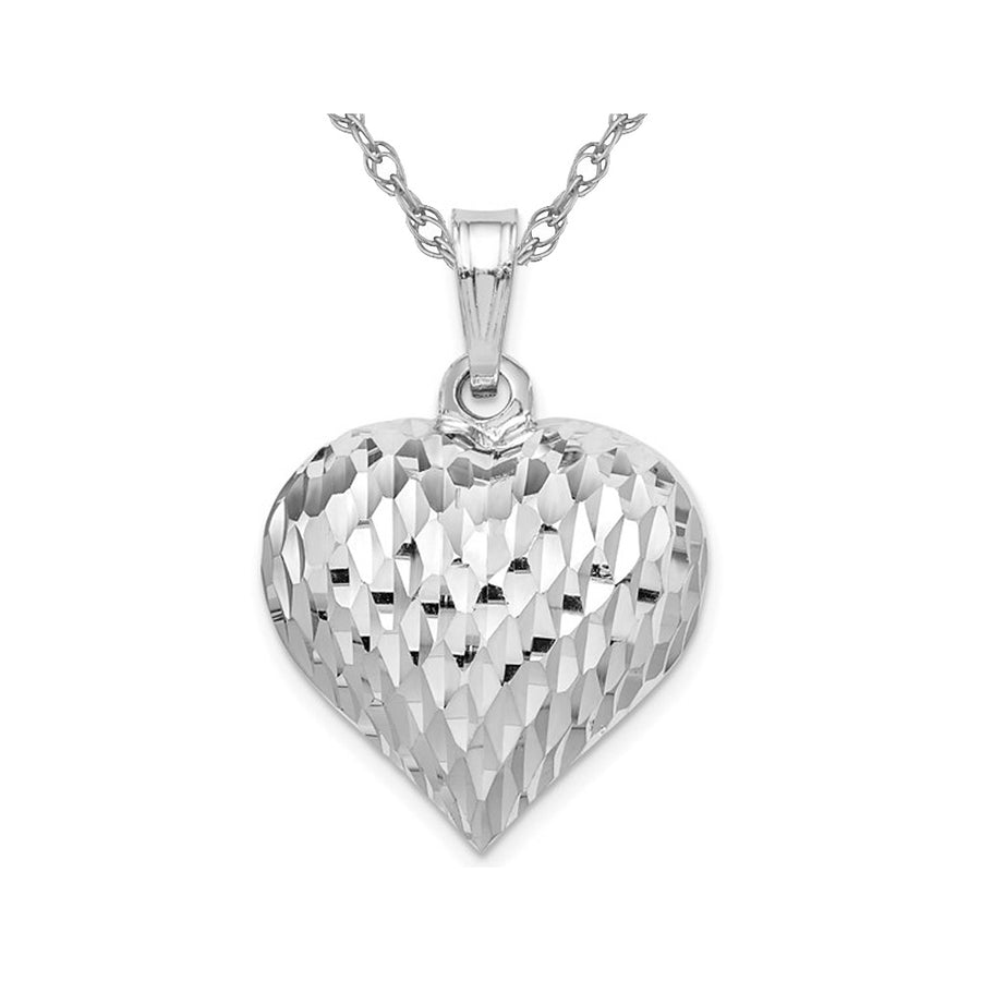 Sterling Silver Heart Diamond-Cut Pendant Necklace with Chain Image 1