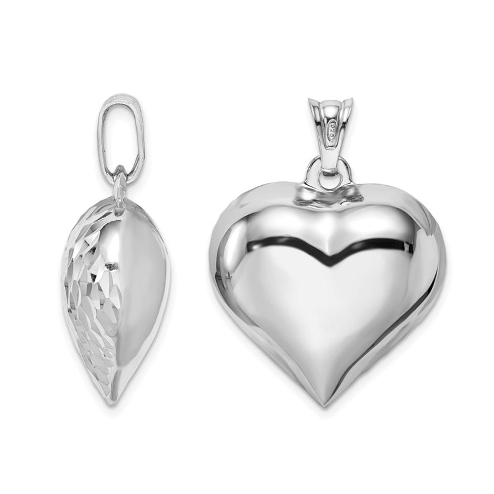 Sterling Silver Heart Diamond-Cut Pendant Necklace with Chain Image 2