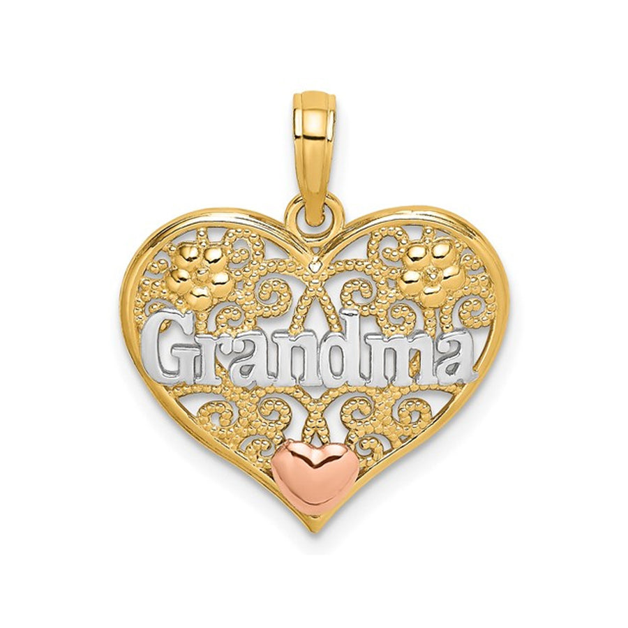 10K Yellow Gold Grandma Heart Charm Pendant Necklace (No Chain) Image 1