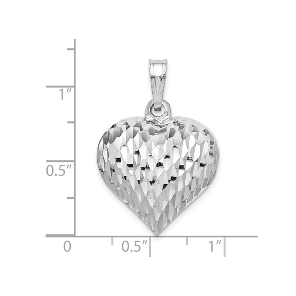 Sterling Silver Heart Diamond-Cut Pendant Necklace with Chain Image 3