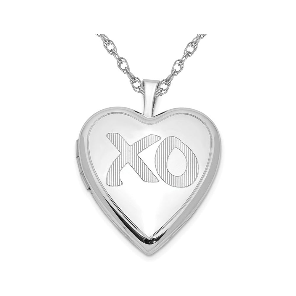 XO Heart Locket in Sterling Silver with Chain Image 1