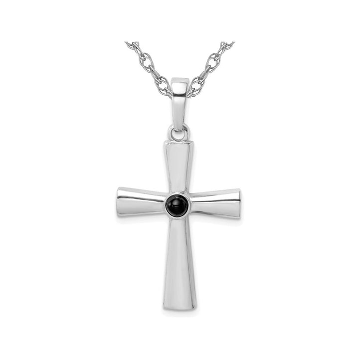 Sterling Silver Black Onyx Cross Pendant Necklace with Chain Image 1