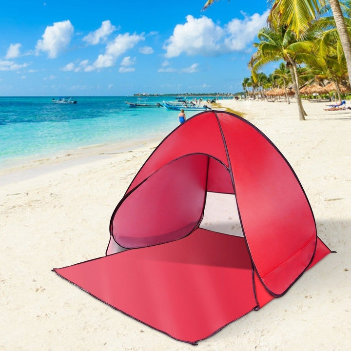 Pop Up Beach Tent Sun Shade Shelter Anti-UV Automatic Waterproof Tent Canopy for 2/3 Man w/ Net Window Storage Bag Image 1