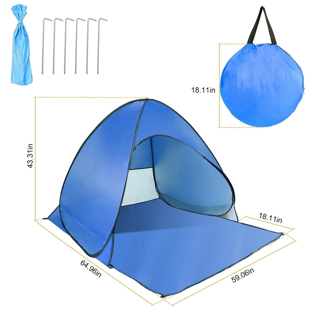 Pop Up Beach Tent Sun Shade Shelter Anti-UV Automatic Waterproof Tent Canopy for 2/3 Man w/ Net Window Storage Bag Image 7