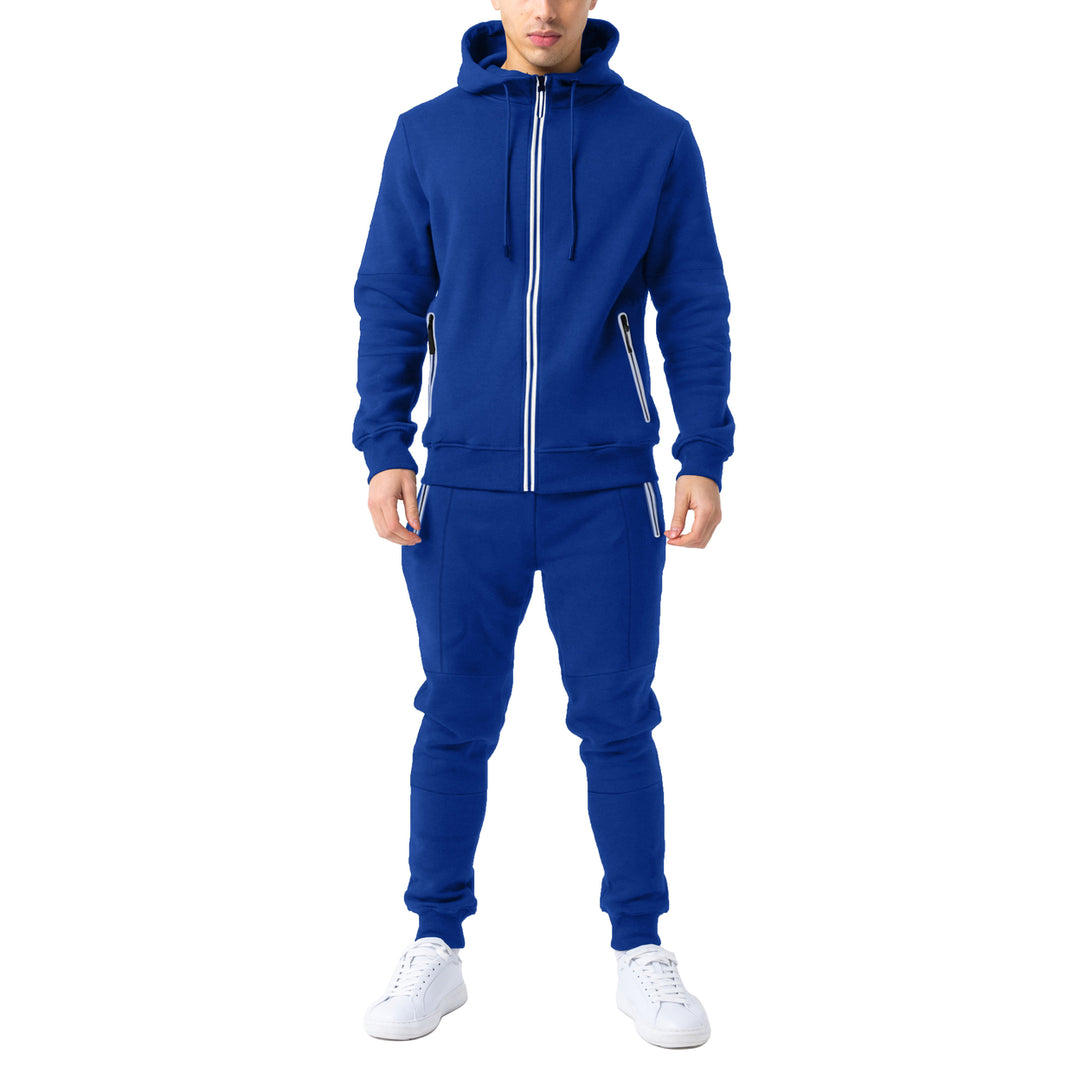 2-Pack: Mens Cozy Slim Fit Active Athletic Full Zip Hoodie and Jogger Tracksuit Image 8