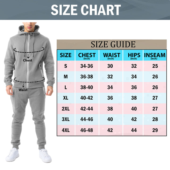 Multi-Pack: Mens Cozy Slim Fit Active Athletic Full Zip Hoodie and Jogger Tracksuit Image 12