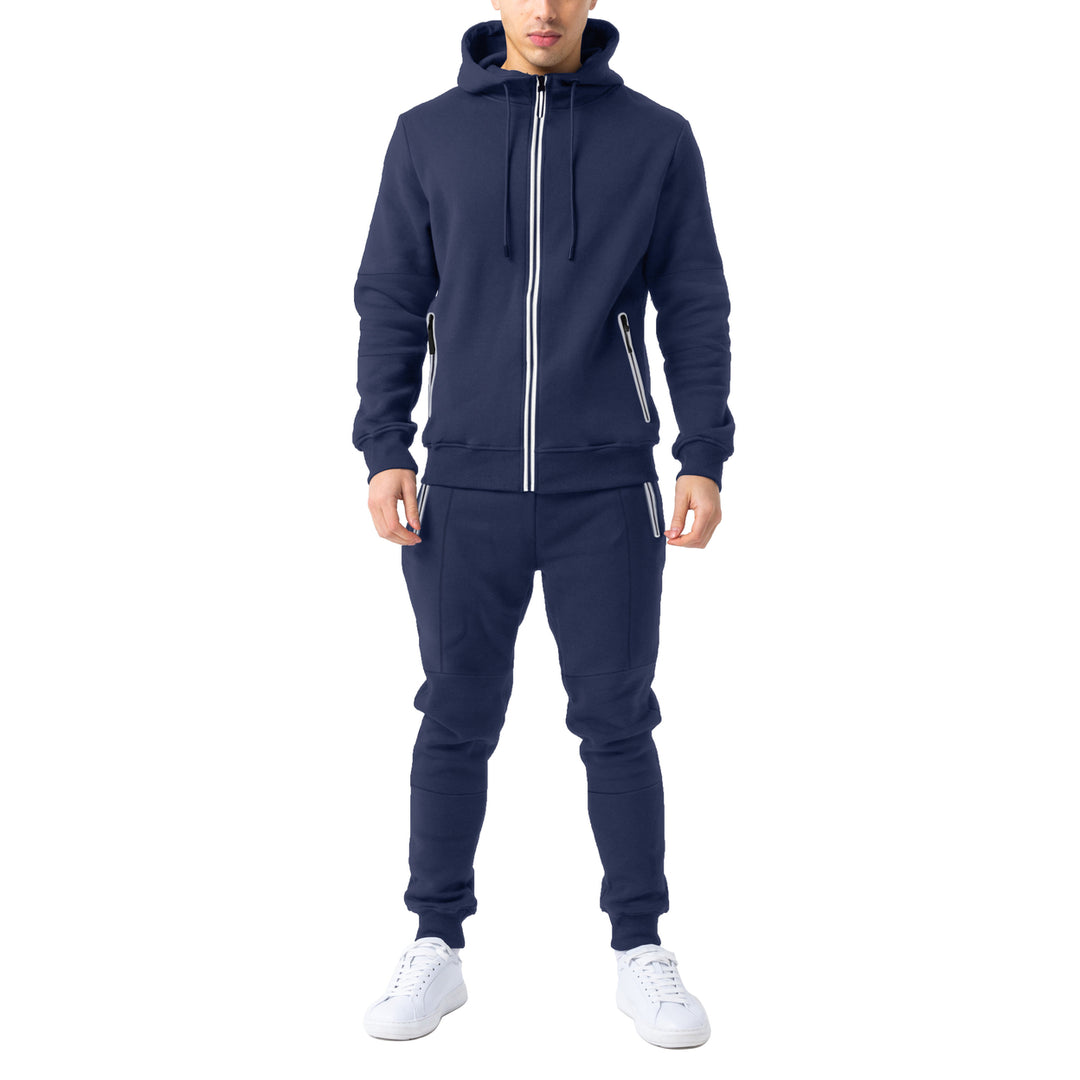 2-Pack: Mens Cozy Slim Fit Active Athletic Full Zip Hoodie and Jogger Tracksuit Image 10