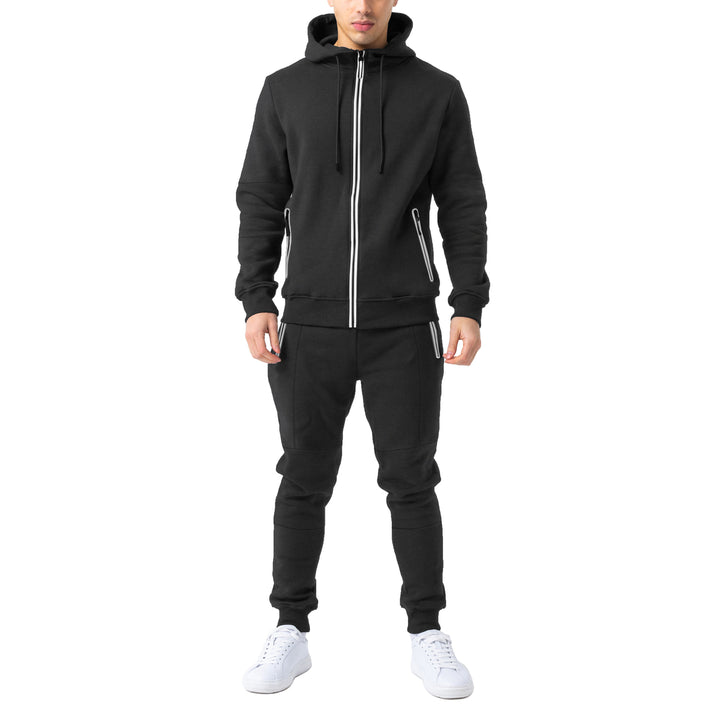 Mens Cozy Slim-Fit Active Athletic Full Zip Hoodie and Jogger Tracksuit Image 11