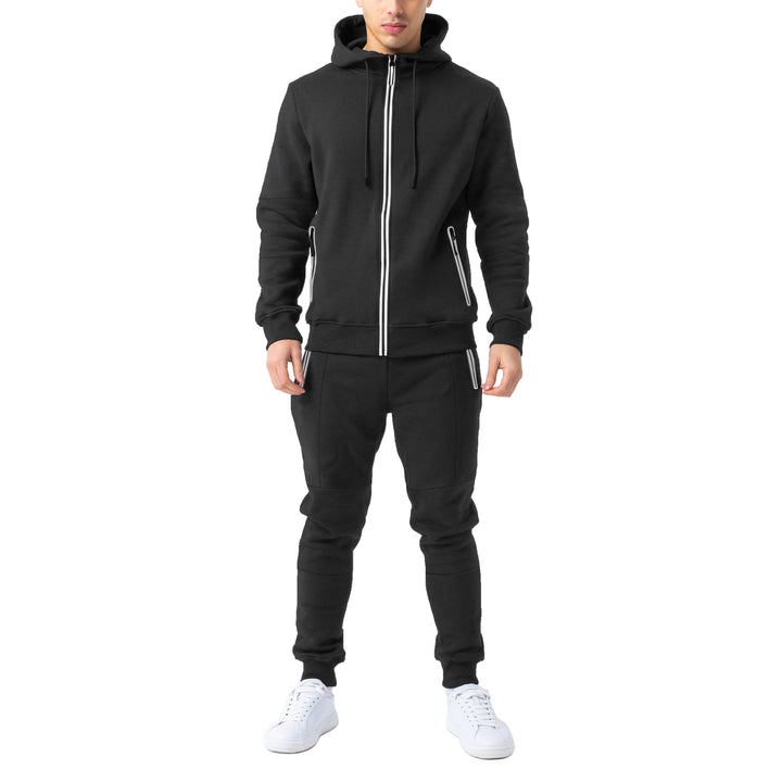 2-Pack: Mens Cozy Slim Fit Active Athletic Full Zip Hoodie and Jogger Tracksuit Image 11