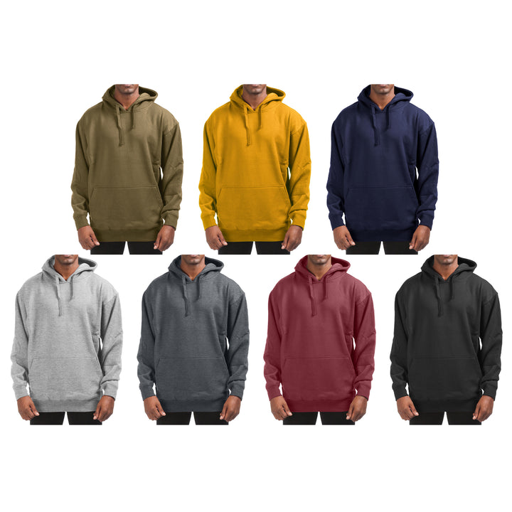 Mens Fleece Pullover Hoodie Cotton Blend Winter Warm Kangaroo Pocket Sizes S-XXL Image 1