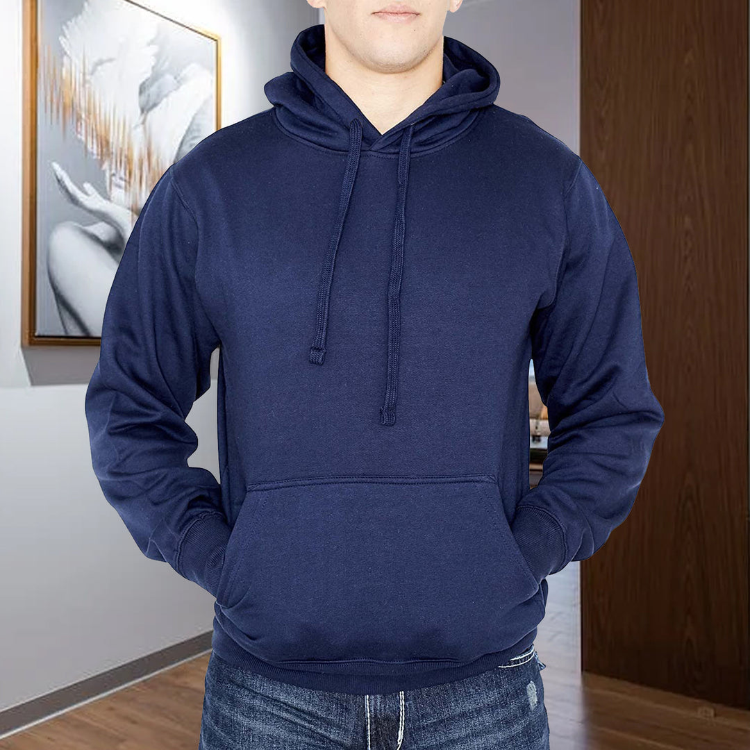 Mens Fleece Pullover Hoodie Cotton Blend Winter Warm Kangaroo Pocket Sizes S-XXL Image 9