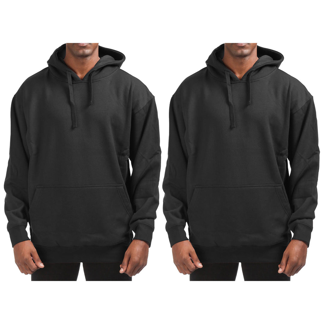 Mens Fleece Pullover Hoodie 2-Pack Winter Warm Cotton Blend Kangaroo Pocket Image 6