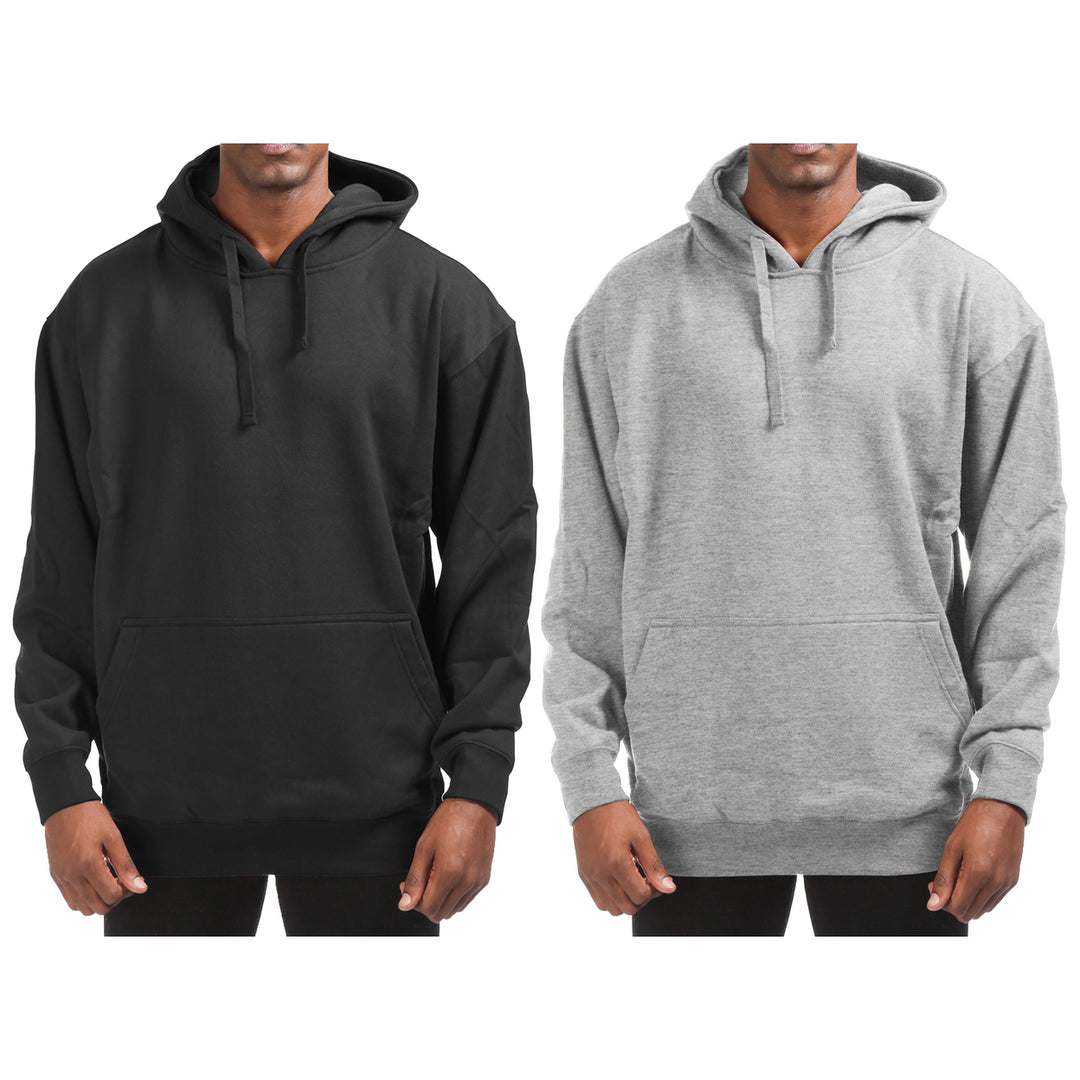 Mens Fleece Pullover Hoodie 2-Pack Winter Warm Cotton Blend Kangaroo Pocket Image 7