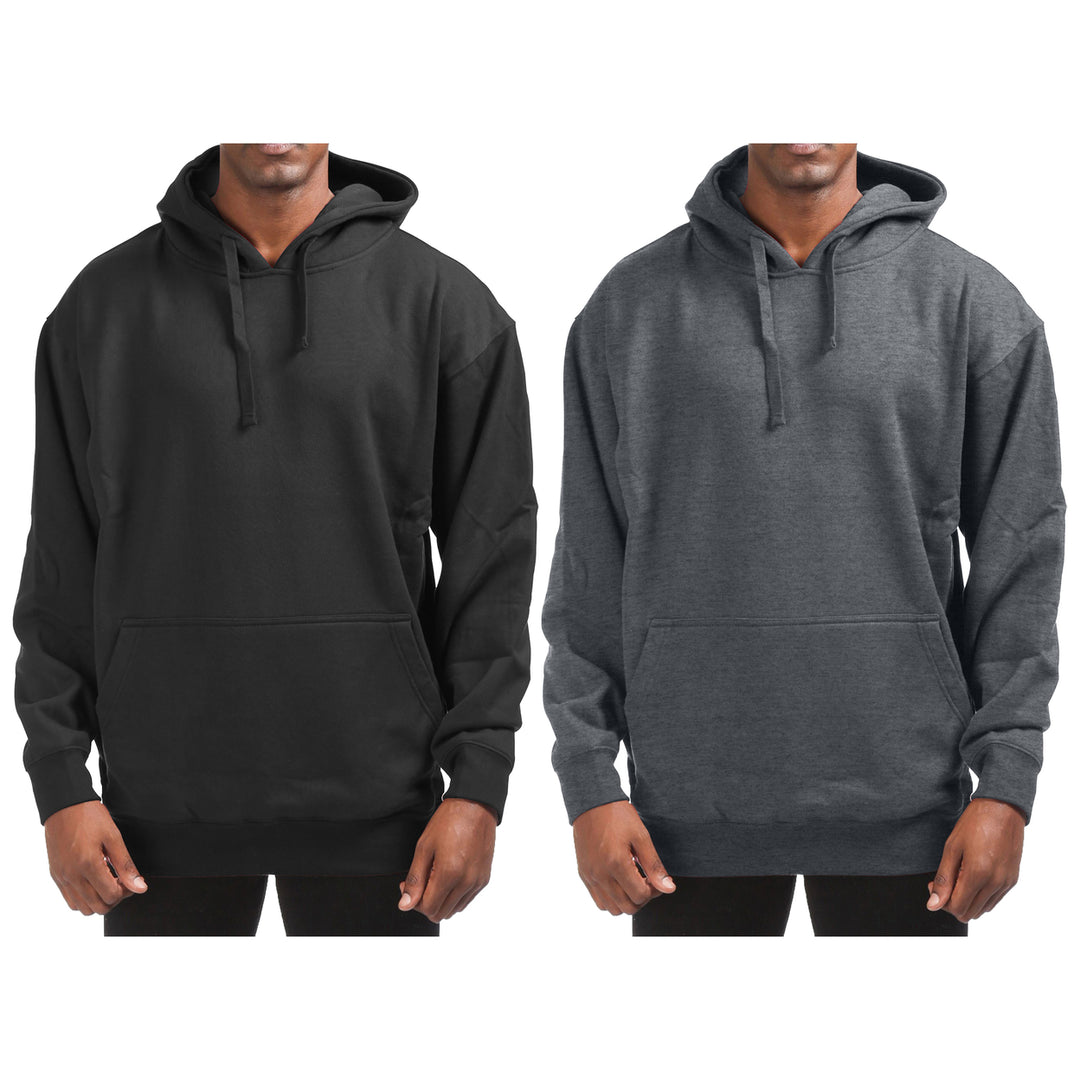 Mens Fleece Pullover Hoodie 2-Pack Winter Warm Cotton Blend Kangaroo Pocket Image 8