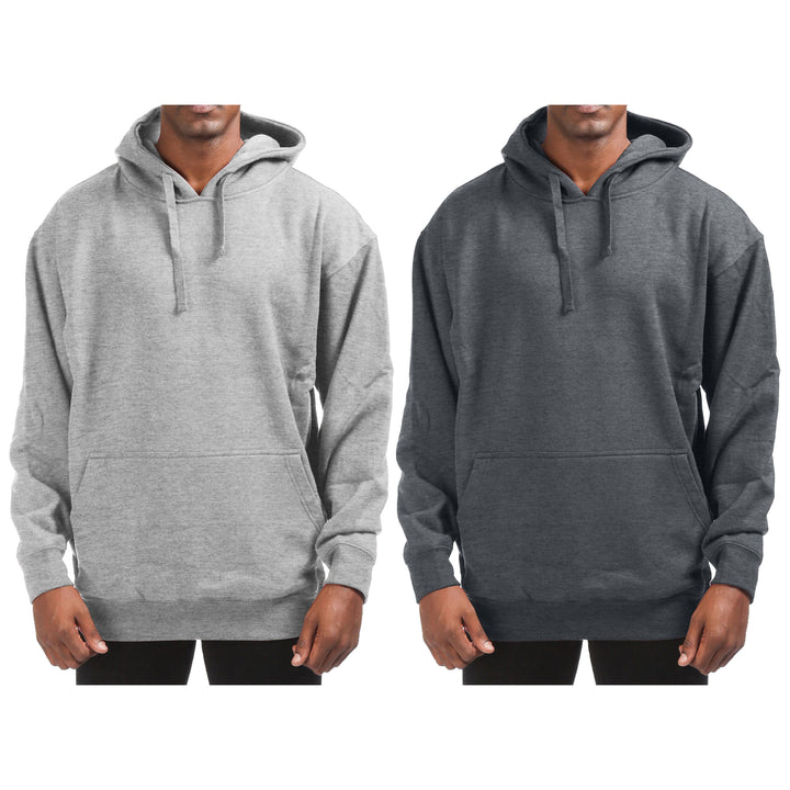 Mens Fleece Pullover Hoodie 2-Pack Winter Warm Cotton Blend Kangaroo Pocket Image 9