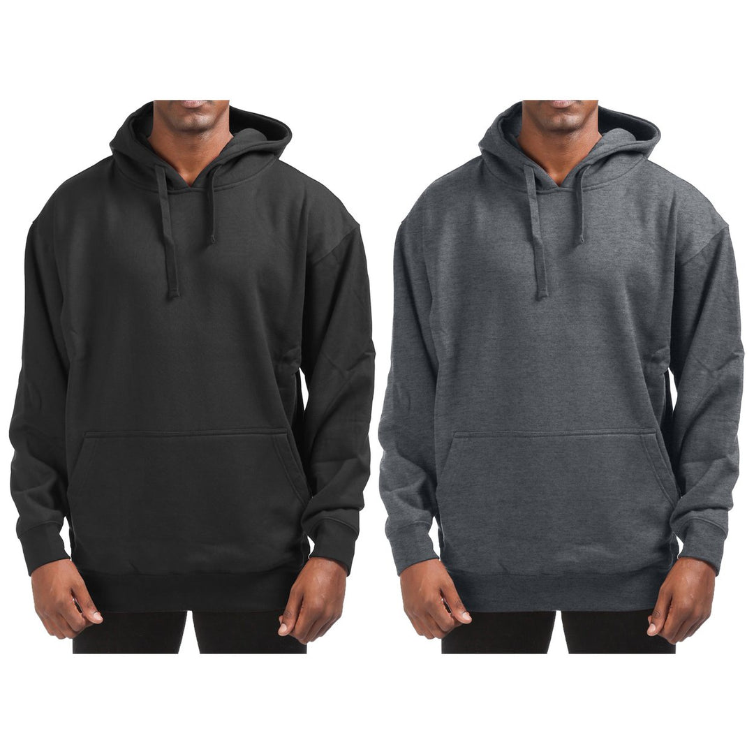 Mens Winter Fleece Hoodie 2-Pack Cotton-Blend Kangaroo Pocket Warm Pullover Image 8