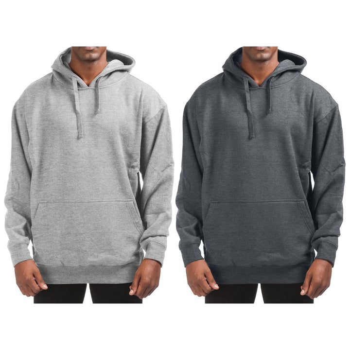 Mens Winter Fleece Hoodie 2-Pack Cotton-Blend Kangaroo Pocket Warm Pullover Image 9