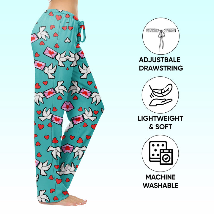 Multi-Pack: Womens Casual Fun Printed Lightweight Lounge Terry Knit Pajama Bottom Pants Image 4
