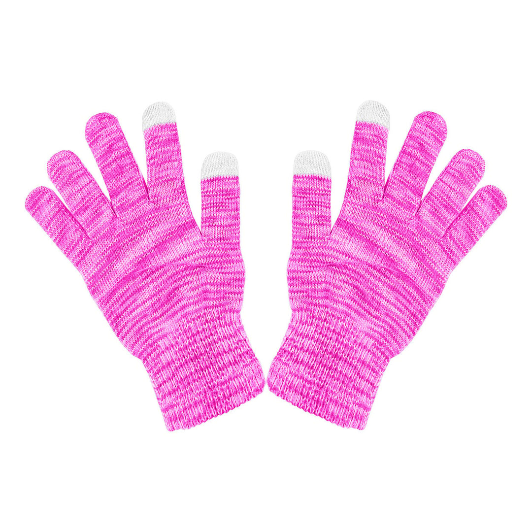 4-Pairs: Womens Winter Warm Soft Knit Touchscreen Multi-Tone Texting Gloves Image 7