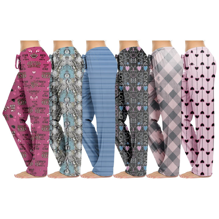 Womens Lounge Pants 2-Pack Casual Lightweight Terry Knit Printed PJs Image 4