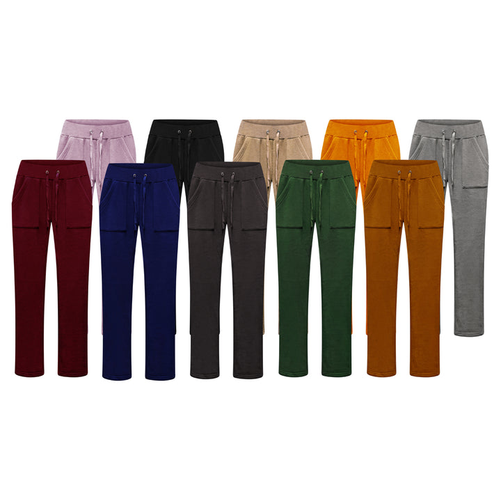 Womens Fleece Lined Pants 3-Pack Cozy Terry Knit Elastic Waistband Size S-M-L Image 3