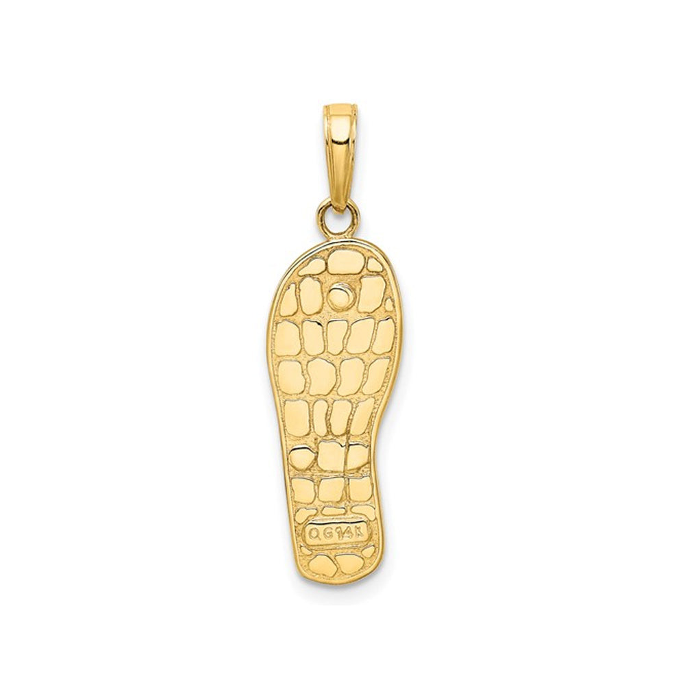 14K Yellow Gold 3D Flip-Flop Sandal Charm Pendant (NO CHAIN) Image 3