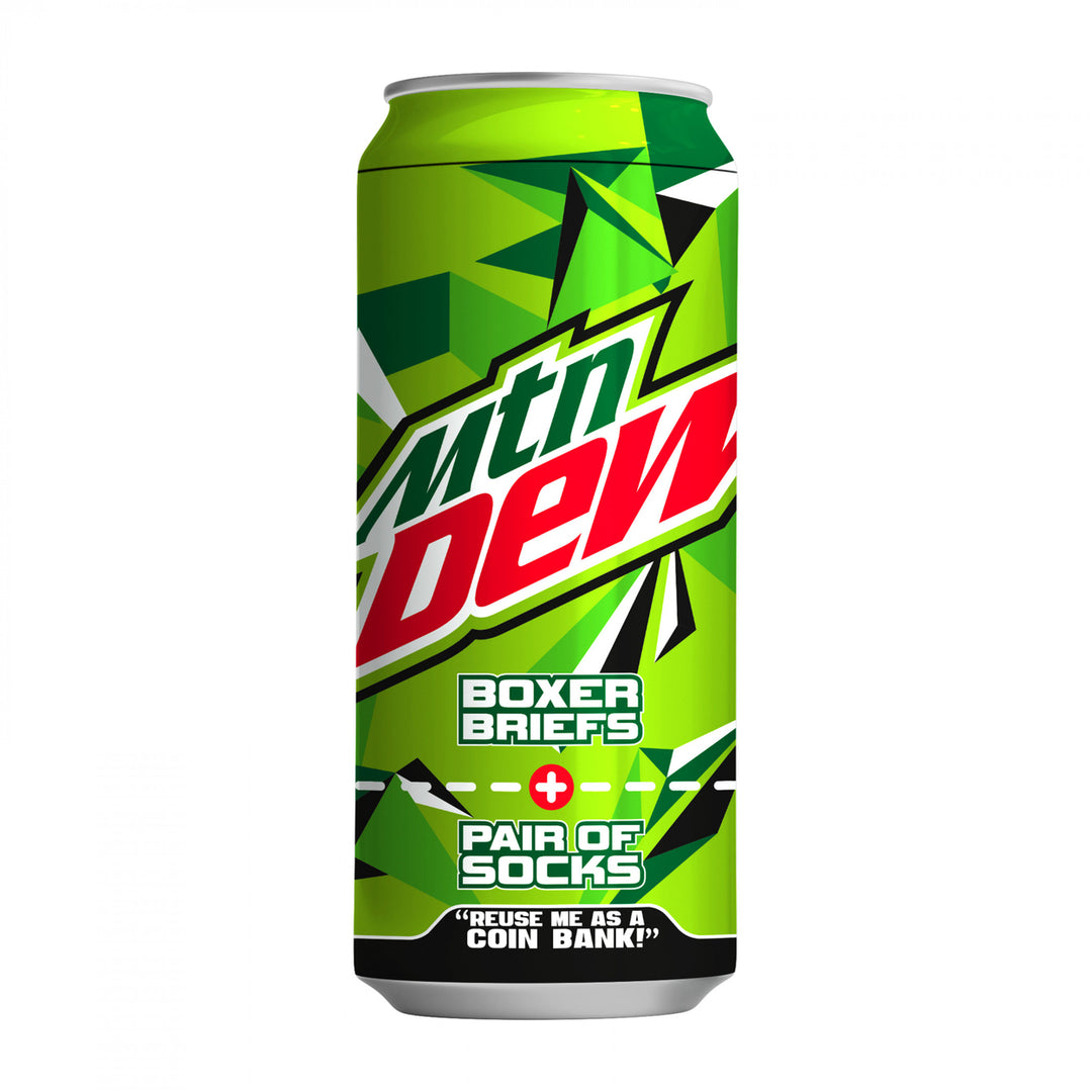 Crazy Boxers Mountain Dew Logo Boxer Briefs and Socks in Soda Can Image 4