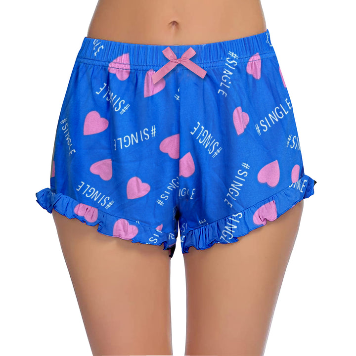 4-Pack: Womens Ultra-Soft Cozy Fun Print Ruffled Hem Sleep Lounge Pajama Shorts Image 7