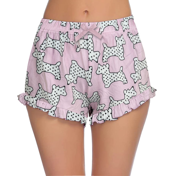 5-Pack: Womens Ultra-Soft Cozy Fun Print Ruffled Hem Sleep Lounge Pajama Shorts Image 8