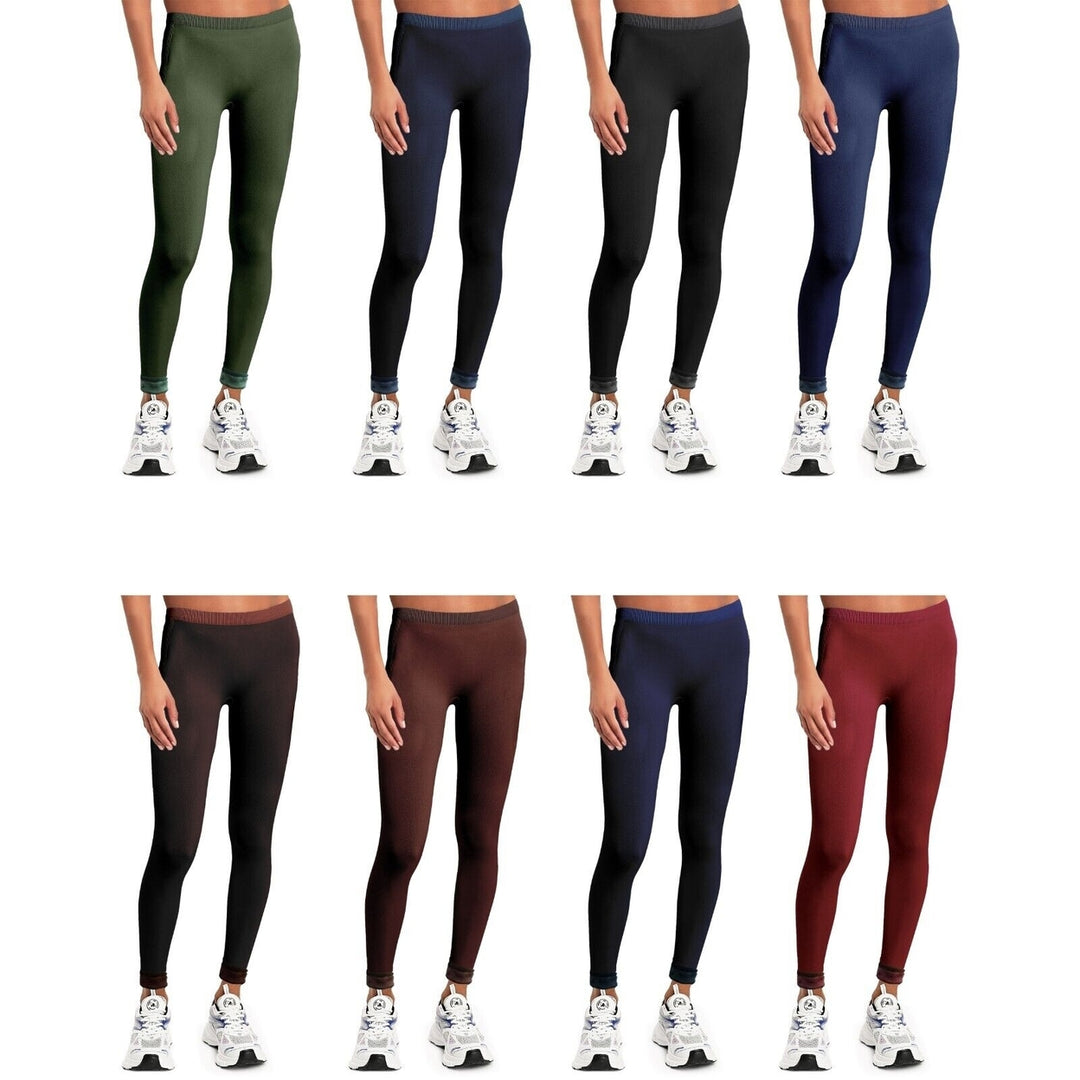 3-Pack Womens faux Lined Leggings Ultra Soft Cozy Winter Wear Size Options Available Image 3