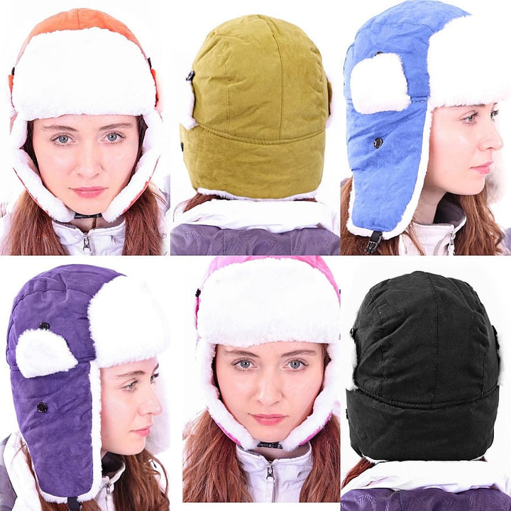 3-Pack Womens Ultra-Soft Sherpa Lined Ushanka Windproof Winter Hat Set Image 1