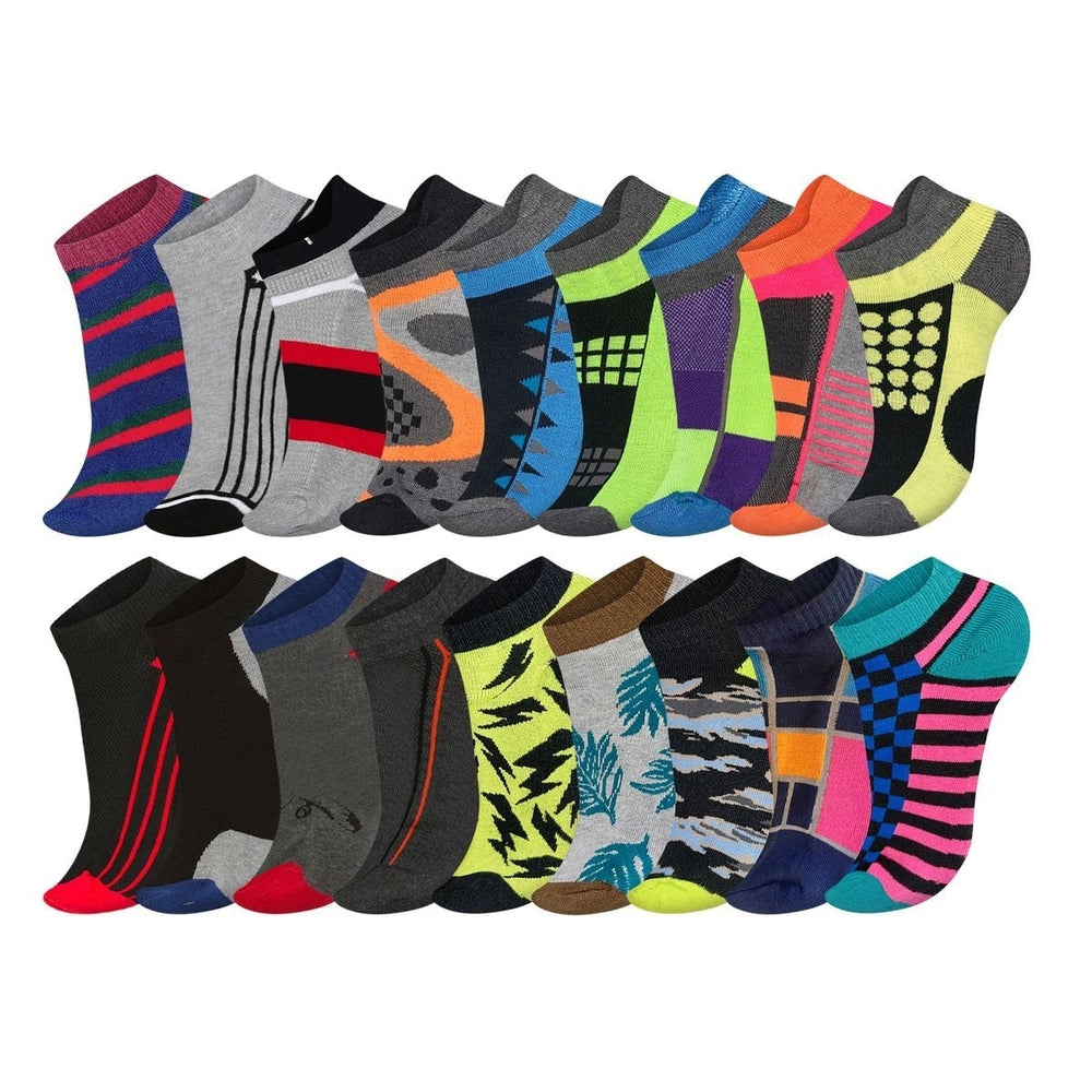 12-Pairs: Mens Moisture Wicking Mesh Performance Ankle Low Cut Cushion Athletic Sole Socks Image 2