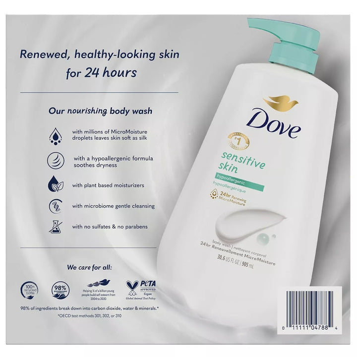 Dove Sensitive Skin Hypoallergenic Body Wash, 30.6 Fluid Ounce (Pack of 2) Image 2