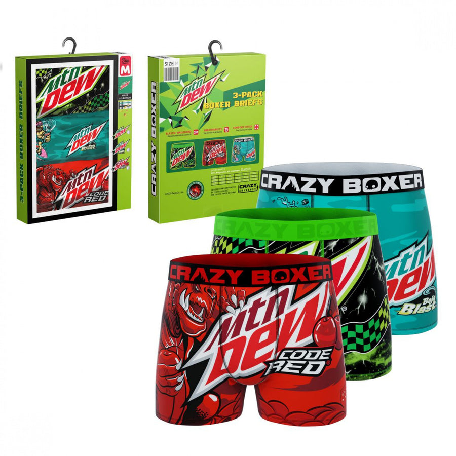 Crazy Boxers Mountain Dew Triple Flavor Boxer Briefs 3-Pack Image 1