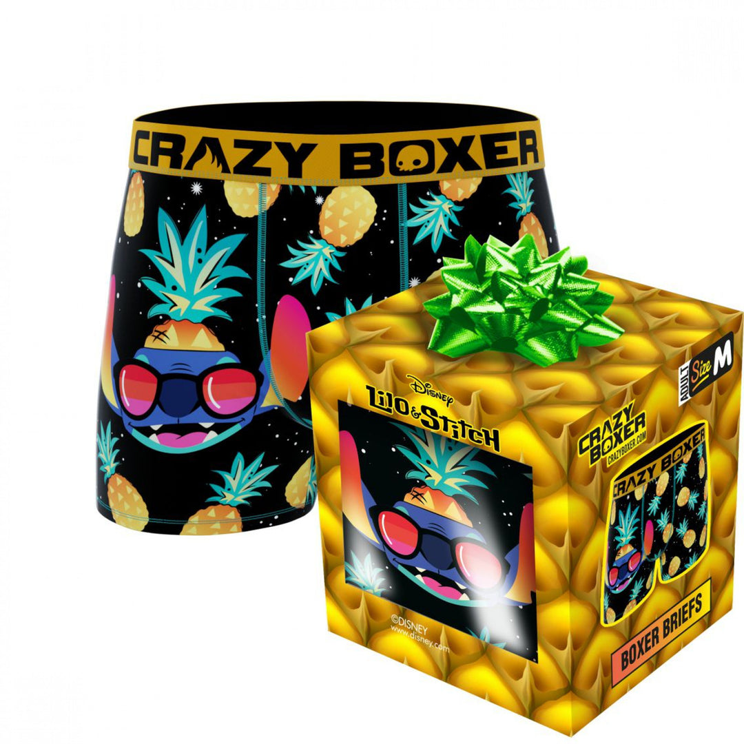 Crazy Boxers Lilo and Stitch Pineapple Print Boxer Briefs in Gift Box Image 1