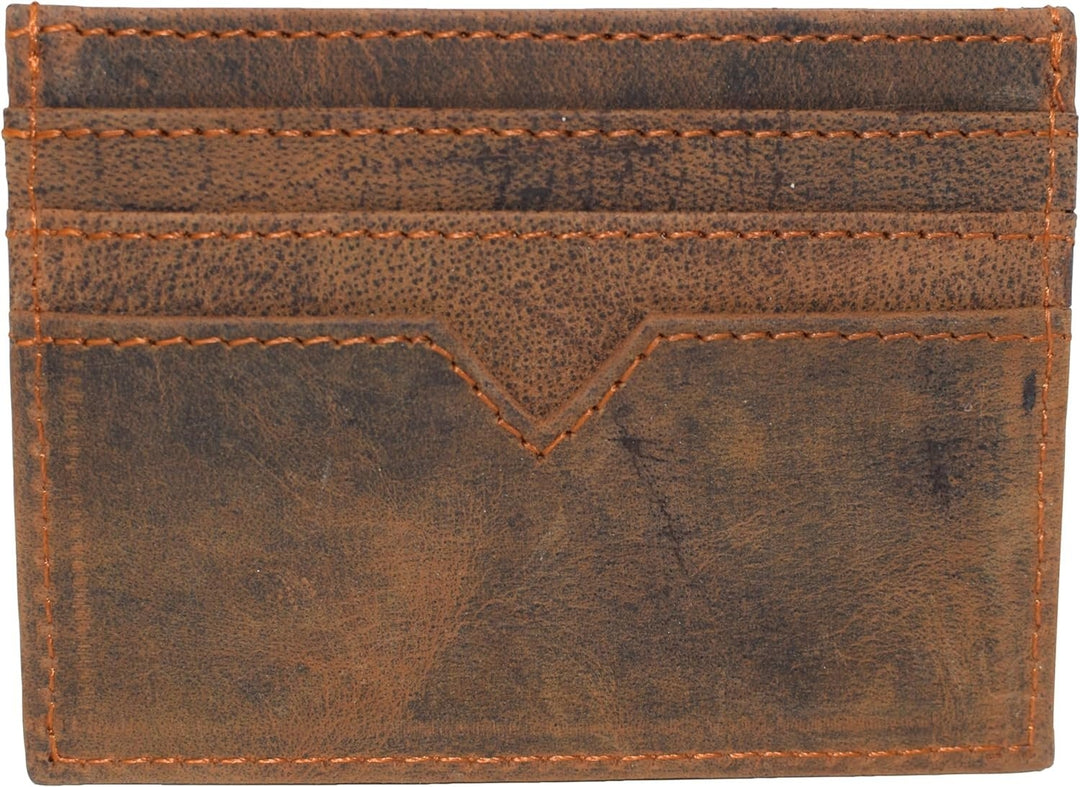 CAZORO Mens Vintage Leather Minimalist Card Case Front Pocket Wallet for Men Image 4