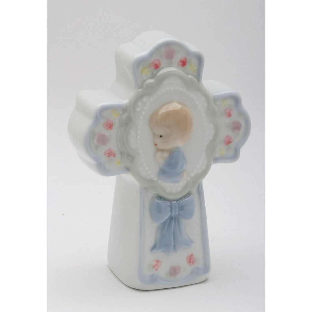 Ceramic Night Light Boy On Cross 4.625 Inch Plug-In Religious Gift Decor Image 3