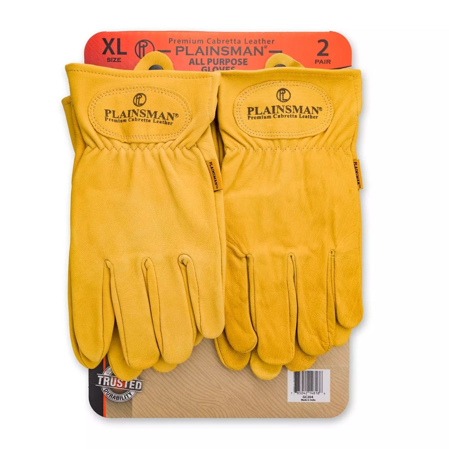 Plainsman Premium Cabretta Yellow Leather Gloves2 Pairs (X-Large) Image 1