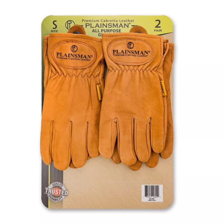 Plainsman Premium Cabretta Brown Leather Gloves2 Pairs (Small) Image 1