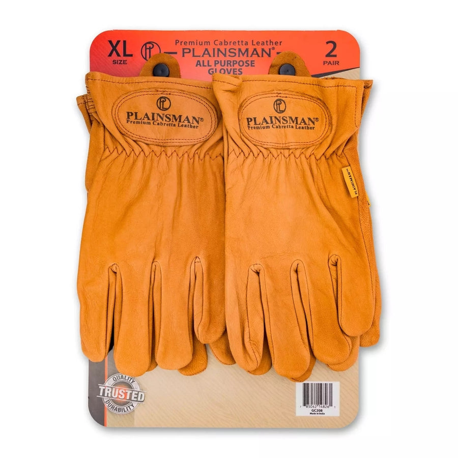 Plainsman Premium Cabretta Brown Leather Gloves2 Pairs (X-Large) Image 1
