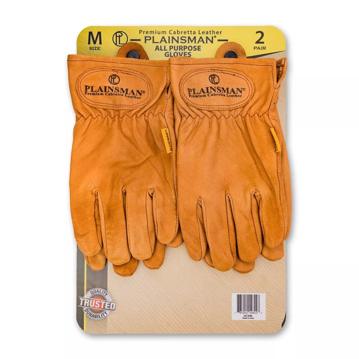 Plainsman Premium Cabretta Brown Leather Gloves2 Pairs (Medium) Image 1