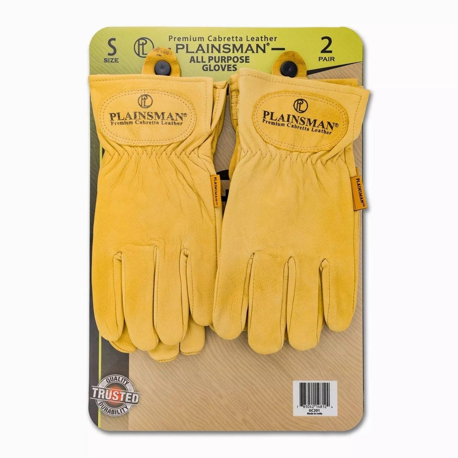 Plainsman Premium Cabretta Yellow Leather Gloves2 Pairs (Small) Image 1