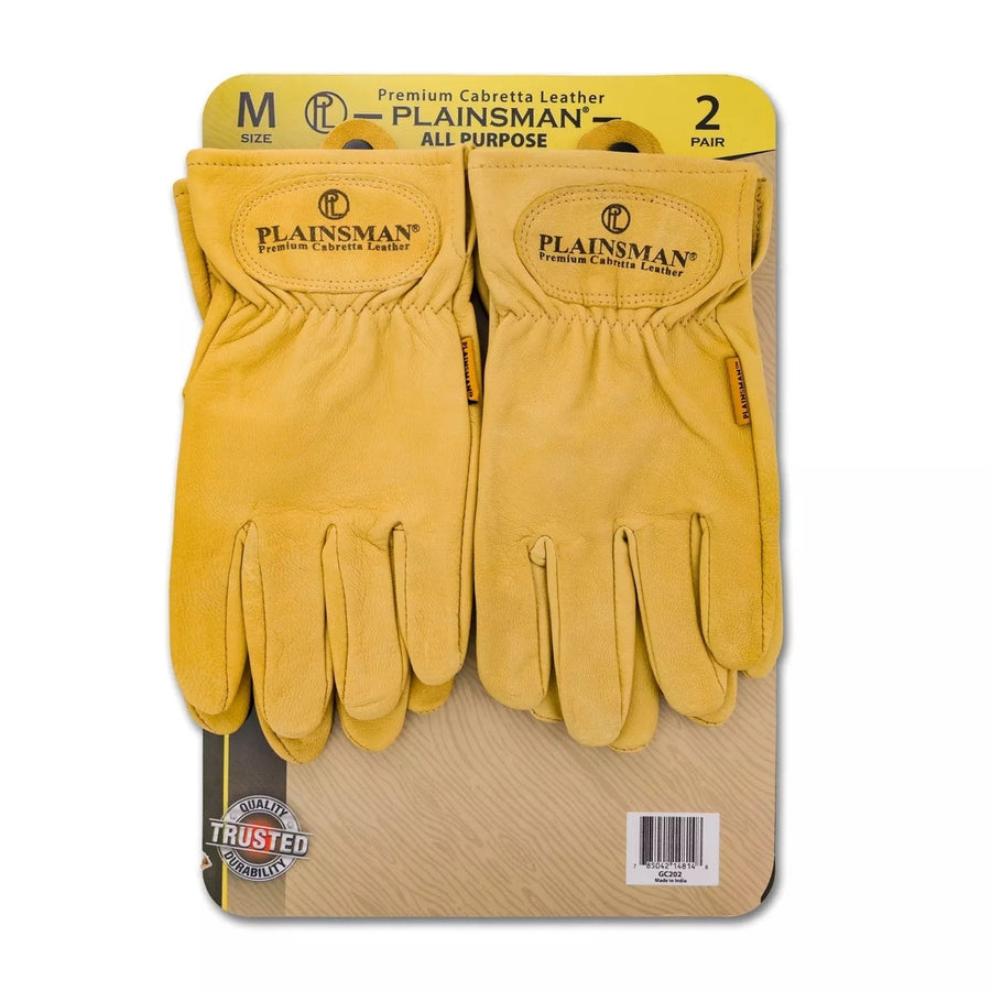 Plainsman Premium Cabretta Yellow Leather Gloves2 Pairs (Medium) Image 1
