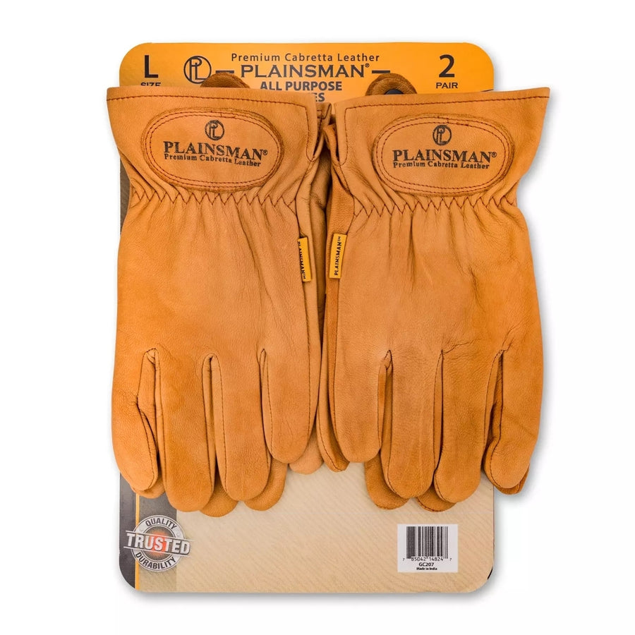 Plainsman Premium Cabretta Brown Leather Gloves2 Pairs (Large) Image 1