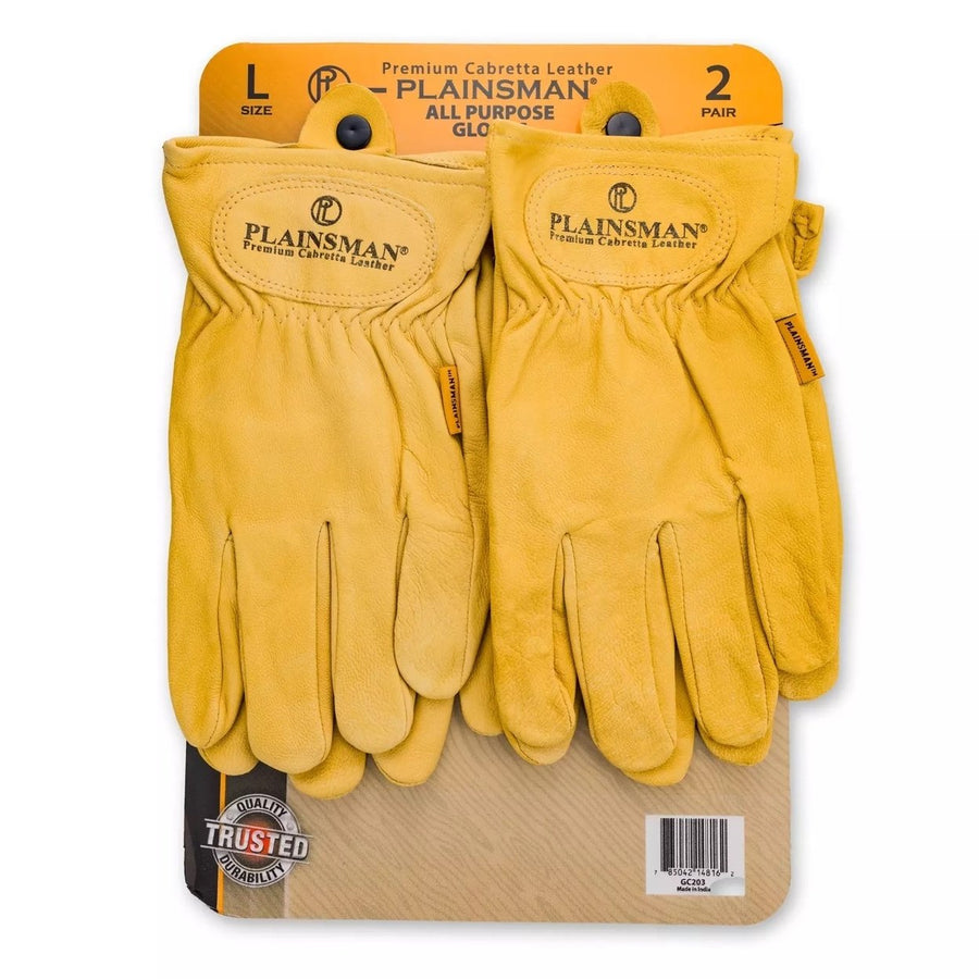 Plainsman Premium Cabretta Yellow Leather Gloves2 Pairs (Large) Image 1