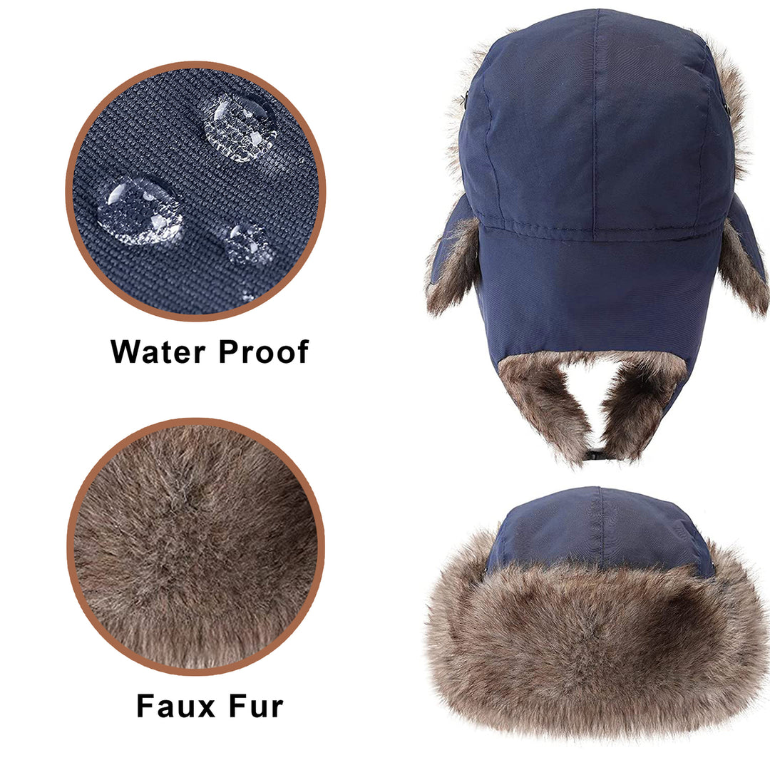 Mens Winter Ushanka Faux faux Hat 2-Pack Soft Cozy Ear Flaps Water Resistant Image 4