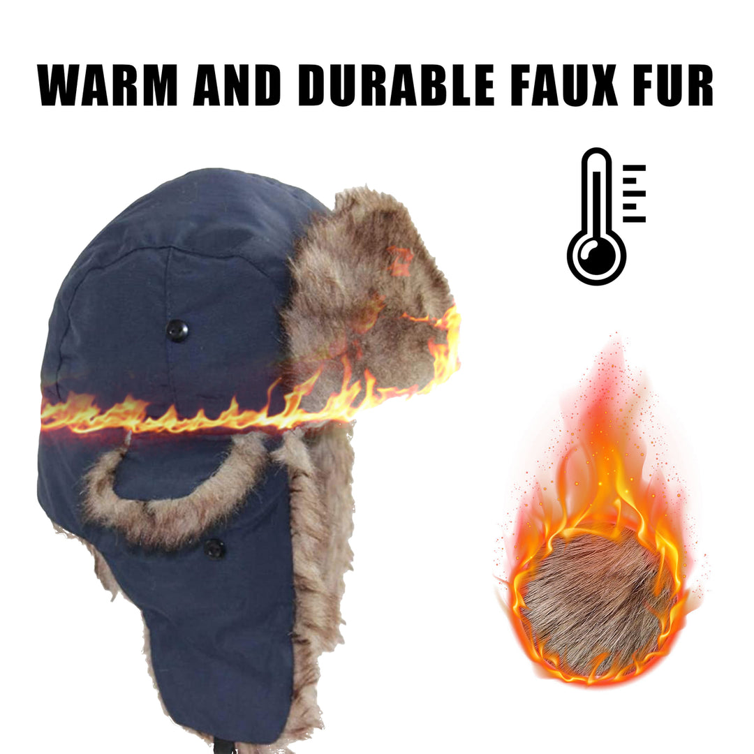 Mens Winter Ushanka Faux faux Hat 2-Pack Soft Cozy Ear Flaps Water Resistant Image 6