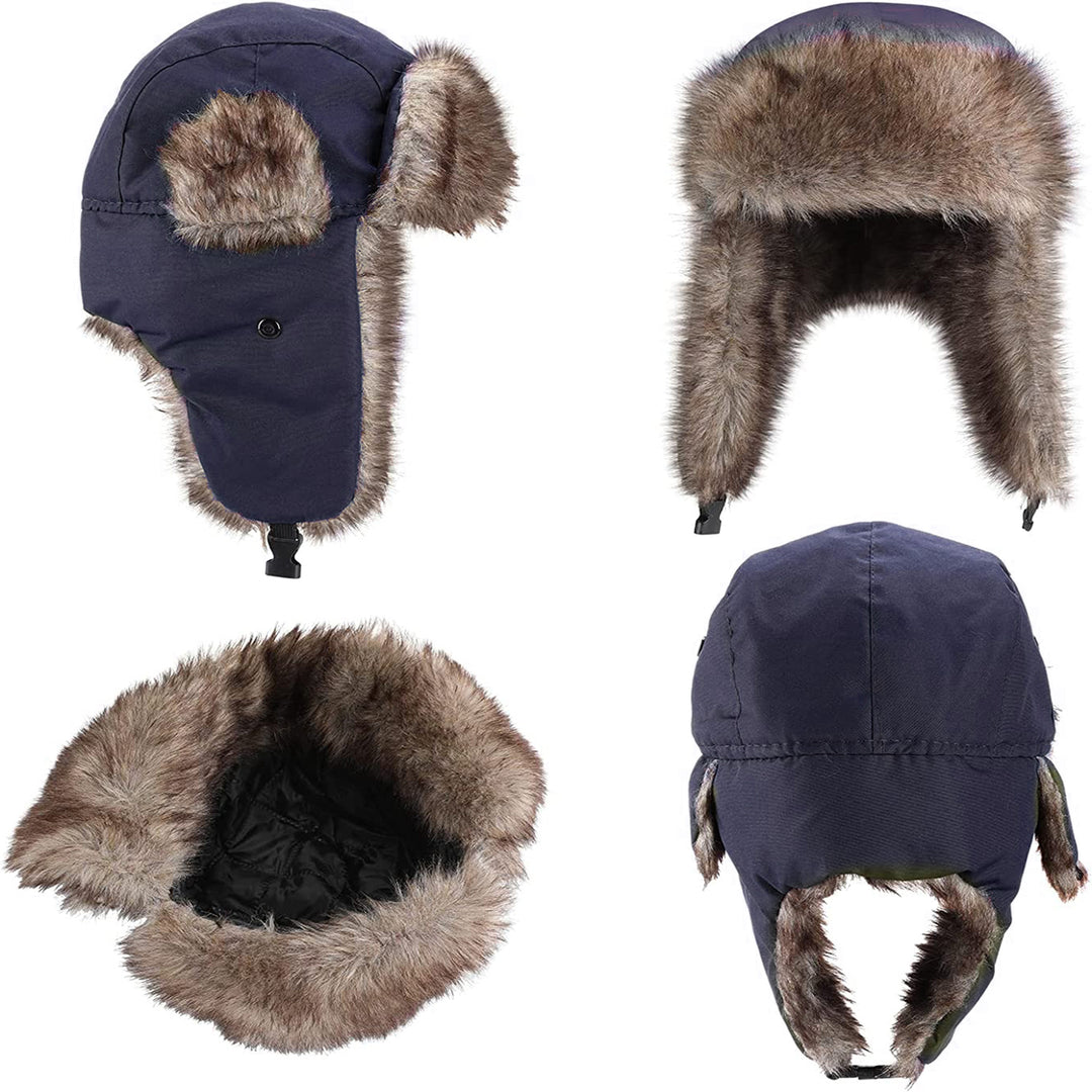 Mens Winter Ushanka Faux faux Hat 2-Pack Soft Cozy Ear Flaps Water Resistant Image 7